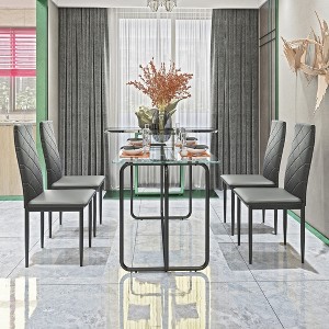 KTMBDW Modern Living Room Coffee Table, Modern Side Coffee Table withTempered Glass Top and Metal Leg, Wide/Transparent - 1 of 4