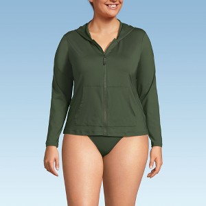 Lands' End Women's Long Sleeve Hooded Full Zip UPF 50 Rash Guard - 1 of 4