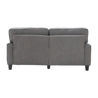 Gray Linen Reclining Sofa with Removable Cushions and Wood Frame