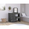 CAVINAS with 4 Drawers Dressing Table with Mirror with Stool Grey Vanity Modern Design Makeup Desk for Bedroom - 2 of 4