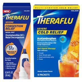 Theraflu 0.34 fl oz Severe Congestion Relief Nasal Mist + 6ct Severe Cold Relief Daytime Powder - Honey Lemon