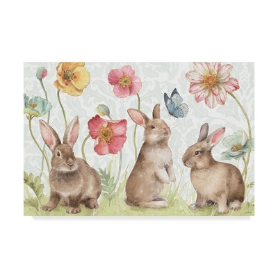 Spring Softies Bunnies Canvas Art with Colorful Flowers, 16" x 24"