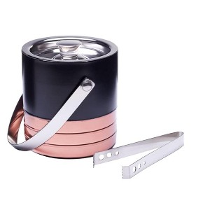 Sol Living 3 Qt. Double Wall Stainless Steel Ice Bucket Includes Tongs and Lid - 1 of 4