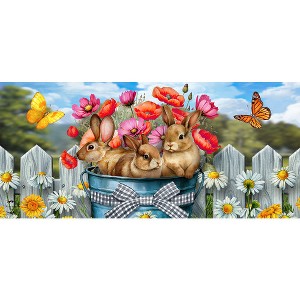 Briarwood Lane Spring Bucket of Bunnies Mini Mat 22x10 Indoor Outdoor For Spring Doormat - 1 of 2