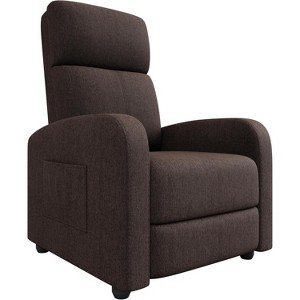 Manual Recliner Chair for Adults, Linen Fabric Upholstered Reclining Chair with High Backrest, Retractable Footrest & Side Pocket, for Nursery Bedroom - 1 of 4