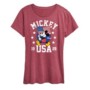 Women's - Disney - Mickey Waving Flag USA Short Sleeve Graphic T-Shirt - 1 of 4