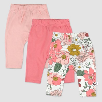 Honest Baby 3pk Organic Cotton Color Me Happy Harem Pants - Pink 6-9M