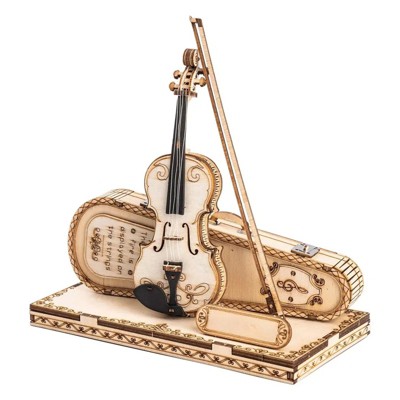 ROBOTIME 3D Wooden Puzzle Violin Capriccio Model Gifts for Teen Adult, 5.7"*3"*6"