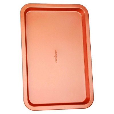 NutriChef 13-inch Golden Cookie Sheet Baking Tray, Non-Stick Coated Layer  Surface