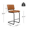 Art Leon Faux Leather Counter Height Barstool with Metal Frame, Set of 2 - 4 of 4