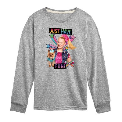 Boys' JoJo Siwa Just Have Fun! Long Sleeve Graphic T-Shirt - Athletic Heather - Medium