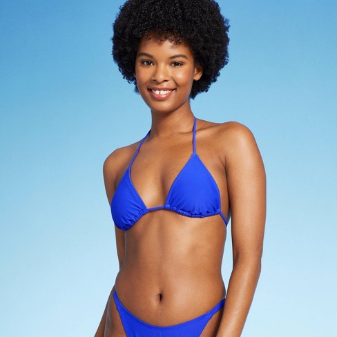 Women's Thin Strap Triangle Bikini Top - Wild Fable™ Blue M : Target