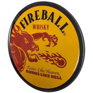 15" x 15" Fireball Whiskey Dome Metal Sign Yellow/Red - American Art Decor: Home Bar Wall Decor, Man Cave Accessory - 1 of 4