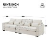 CAVINAS 114.2" Modern Sofa Couch, Linen Fabric Upholstered Sofa with Console, 2 Cupholders & 2 USB Ports Wired or Wirelessly Charged - 2 of 4