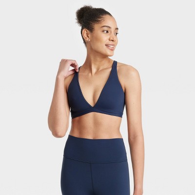 Women's Everyday Soft Light Support Triangle Sports Bra - All In Motion™ Navy Blue M