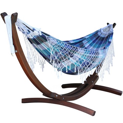 Vivere 10 ft Brazilian Hammock with Solid Pine Arc Stand