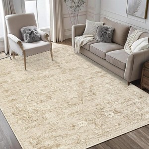 Washable Area Rug, Non-Slip Retro Floral Vintage Carpet, Non-Shedding Thin Low Pile Floor Rug for Kitchen, Dining Room, Bedroom - 1 of 4