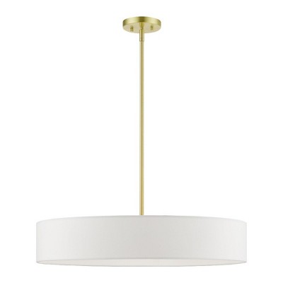 Livex Lighting Venlo 5 - Light Pendant in  Satin Brass/Shiny White