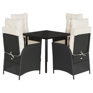 vidaXL Garden Dining Set Black PE rattan Standard dining set size - 1 of 4