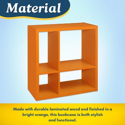 Orange Kids' Wood 4-Cube Bookcase Organizer