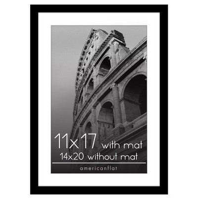 Americanflat 14x20 Picture Frame with Polished Plexiglass, Use as 11x17 Frame with Mat or 14x20 Frame Without Mat, Epic Collection, Black