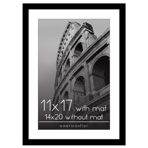 Americanflat 14x20 Picture Frame with Polished Plexiglass, Use as 11x17 Frame with Mat or 14x20 Frame Without Mat, Epic Collection, Black - 1 of 4
