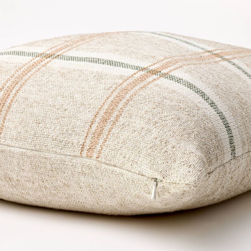 Raised Striped Woven Plaid Throw Pillow Cream/Dark Tan/Sage - Threshold&#8482; designed with Studio McGee, 5 of 6