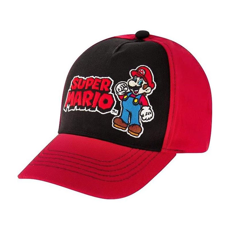 Super Mario and Bowser Baseball Cap, Little Boys Age 4-7 – Red, 1 of 7