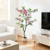 5FT Artificial Tree, Pink Faux Blossom Plant in Pot, Large Fake Pink Flowers Potted, Silk Floss Tree, Artificial Flowers for Home PorchChristmas - 2 of 4