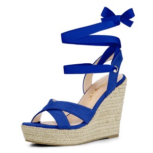 Allegra K Women's Espadrille High Platform Lace Up Wedges Sandals - 1 of 4