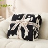 Snuggle Sac Cow Print Throw Blanket Soft Knitted Blankets for Couch,Black - 3 of 4