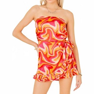 Women's Lizzie Ruffled Romper - day + moon - 1 of 4