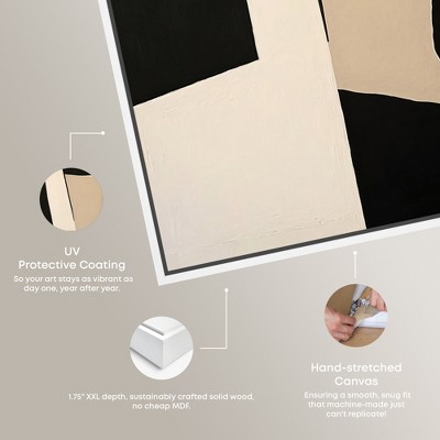 Modern Minimalist Black and Beige Abstract Canvas Art, 31" x 25"
