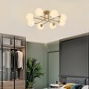 PAKOKULA Mid-Century 8-Light Gold Sputnik Semi-Flush Mount Ceiling Light Fixture with Globe Frosted Glass Shade - 3 of 4