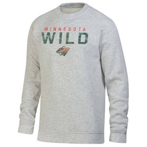 NHL Minnesota Wild Men's Long Sleeve Ash Gray Crew Neck Fleece Hooded Sweatshirt - 1 of 3