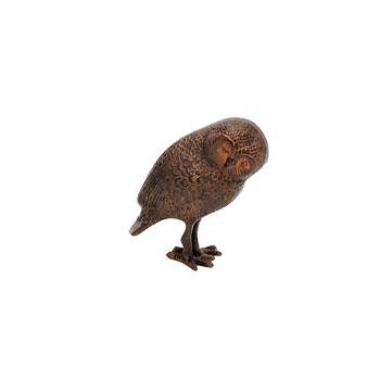6.75" Tall Indoor Outdoor Saw Wet Owl Statue Rustic Bronze Painted Finish - Achla Designs