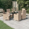 vidaXL Garden Dining Set Beige and Black - 2 of 4