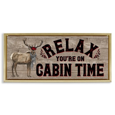 Stupell Industries Cabin Time Phrase with Deer, 25" x 11"