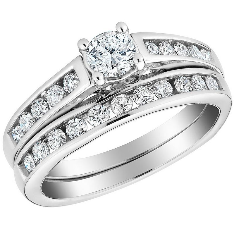 Pompeii3 1/2 Ct Diamond Engagement Wedding Ring Set 10k White Gold, 1 of 5