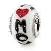 Black Bow Jewelry Sterling Silver & White Italian Murano Glass Mom & Hearts Bead Charm - 2 of 4