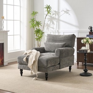 KWPZQEB 50'' Chaise Lounge Indoor, Oversized Chaise Lounge Chair with Lumbar Support & Armrests, Upholstered Plush Sofa Chair for Home Office - 1 of 4