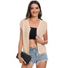 Womens Casual Solid Pullover Short Cap Sleeve V Neck Sweater Vest Openwork Knit Tank Top with Button Closure - 3 of 4