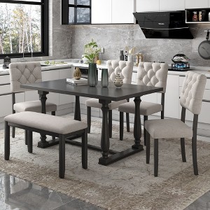 NicBex Dining Table Set for 6 Retro Rectangular Dining Room Table and Chairs with Bench for Kitchen - 1 of 4