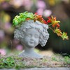 NAYSAYE Planter Cement Bust Wall Planter Floral Wreath Detail for Indoor Outdoor Garden, Gray, 7.9"*3.9"*9.1" - 3 of 4