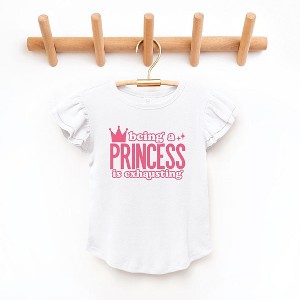 The Juniper Shop Being A Princess Is Exhausting Toddler Flutter Sleeve Tee - 1 of 2