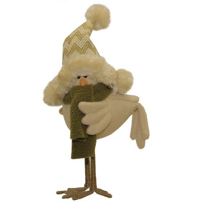 Northlight 9" Beige and Green Standing Bird with Hat Christmas Decoration