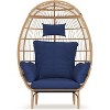 GustoWave Modern Rattan Egg Chair, Waterproof Outdoor Patio Lounge Chair, Swivel Metal Boho Hanging Egg Chair - 3 of 4