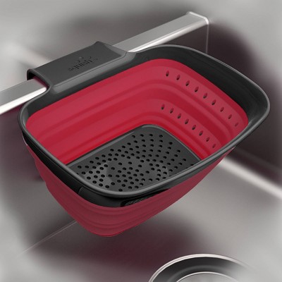 red stainless steel colander