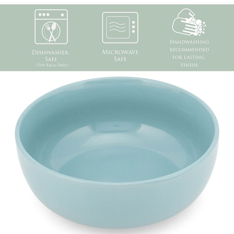 Elanze Designs Bistro Ceramic 7 inch Cereal Salad Bowls Set of 4, Ice Blue, 2 of 7