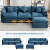 112.2" Modern Chenille L-Shape Modular Sectional Sofa with Removable Ottoman and 5 Plush Pillows - 2 of 4
